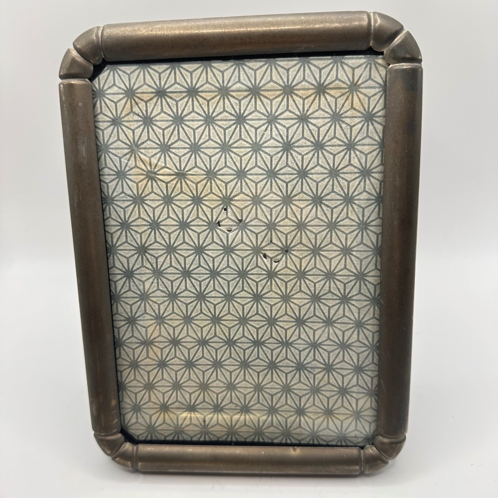 Vintage Bronze Tone Metal Pipe Faux Bamboo Picture Frame 5x7 Tabletop Decor